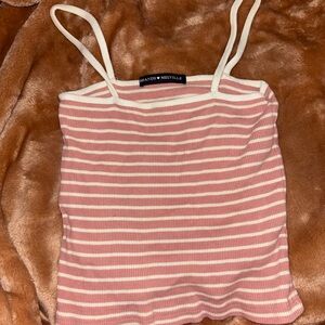 Brandy Melville Pink and White Fitted Camisole